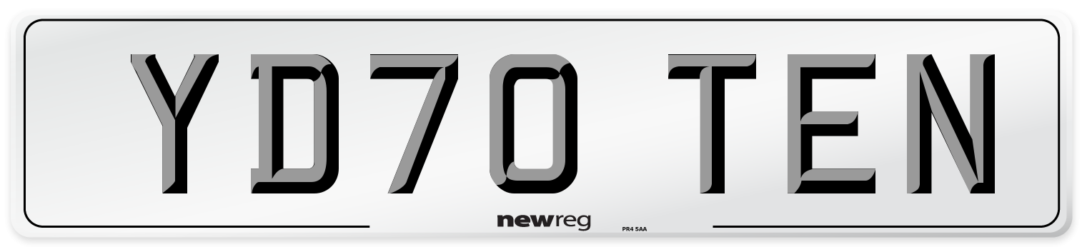 YD70 TEN Number Plate from New Reg